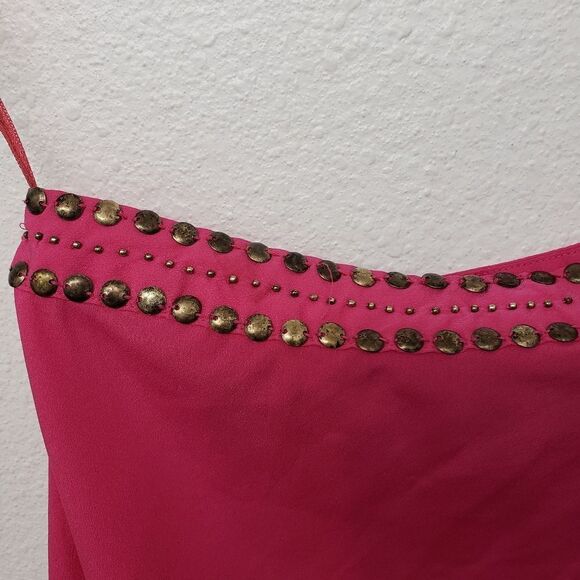 Angie One Shoulder Studded Hot Pink Cocktail Dress Size M - Picture 4 of 6